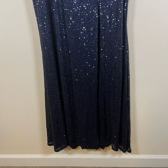 NWT Mac Duggal V-Neck Sequin Wrap Waist Gown Midnight Size 18 - Picture 6 of 15